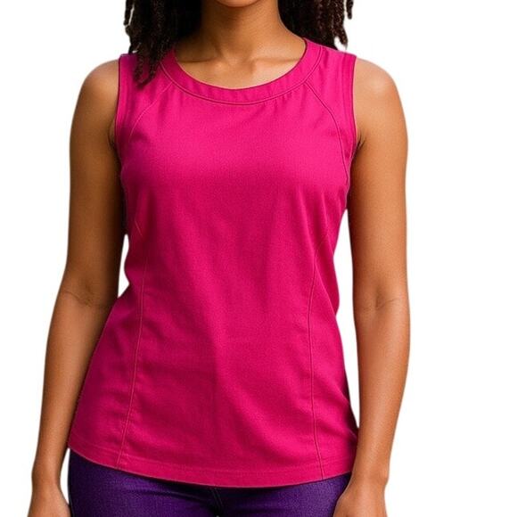 Ann Taylor Sz M Satin Silky Pink Crew Neck Sleeveless Women's Top | EUC - Picture 1 of 9